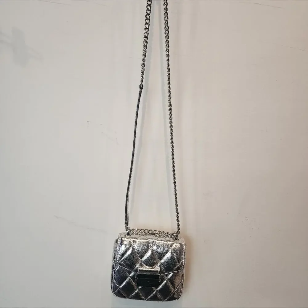 Kate Spade New Silver Crossbody Bag Lunar Light  Micro Purse Concerts Bag‎
